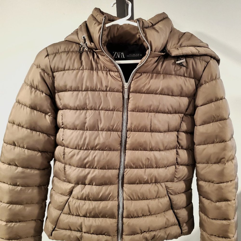 Army green Zara puffer jacket